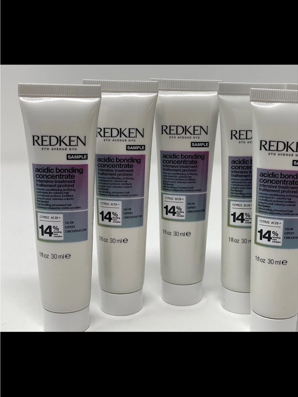 5 Redken Acidic Bonding Concentrate Sample Tubes - White with Purple Accents